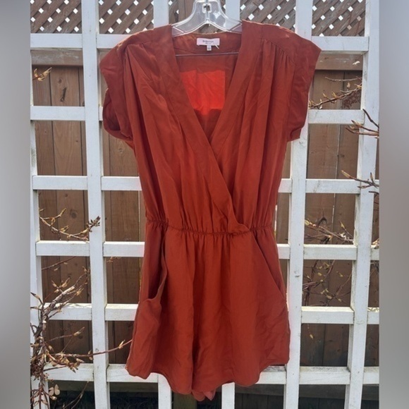Babaton %100 Silk Romper in Copper Orange - Picture 2 of 5